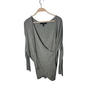 WHBM‎ womens gray wrap sweater with tassel ties size xS